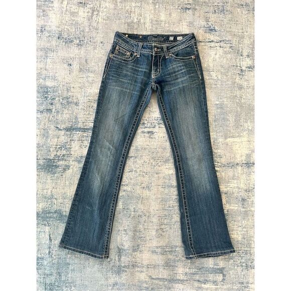 Miss Me Rhinestone Studded Embellished Boot Cut Jeans Size 27" - Picture 1 of 6